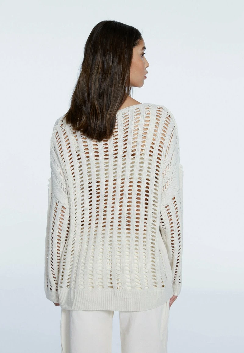 Stradivarius MIT LOCHMUSTER - Strickpullover - Off White 3 Stradivarius MIT LOCHMUSTER - Strickpullover - Off White – Bild 3