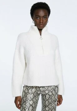 Stradivarius Grober Mit Reißverschluss - Strickpullover - White