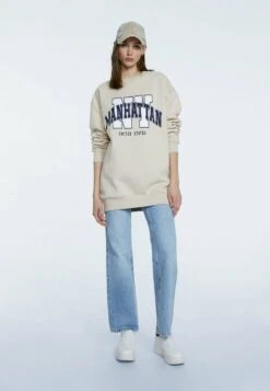 Stradivarius MIT MOTIV - Sweatshirt - Stone
