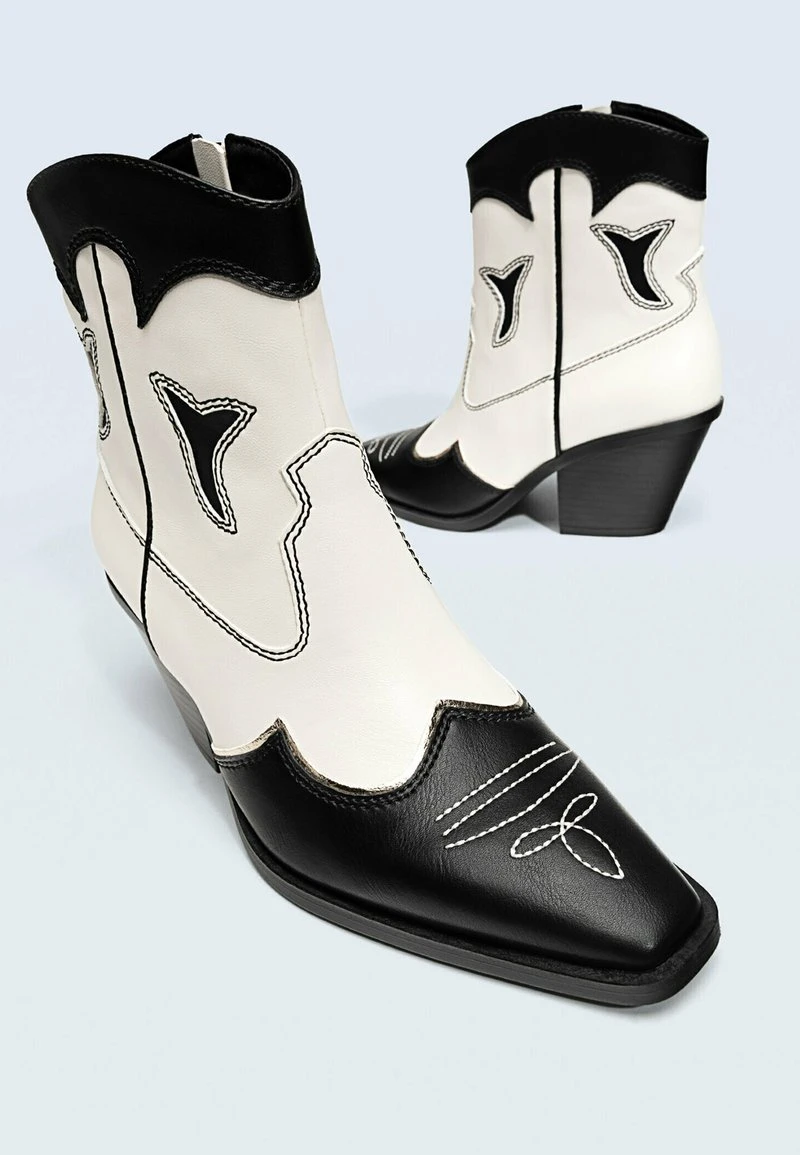 Stradivarius Cowboy-/Bikerstiefelette - Black White 4 Stradivarius Cowboy-/Bikerstiefelette - Black White – Bild 4