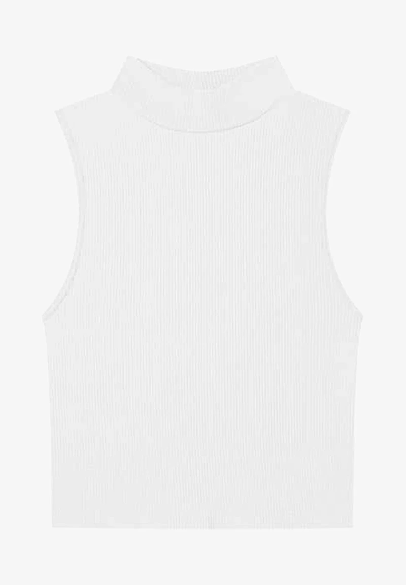 Stradivarius MIT GERIPPTEM STEHKRAGEN - Top - White 5 Stradivarius MIT GERIPPTEM STEHKRAGEN - Top - White – Bild 5