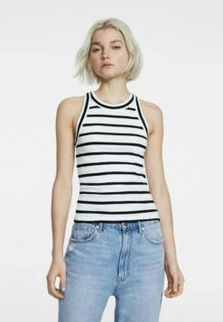 Stradivarius BASIC STRIPED RACERBACK - Top - White