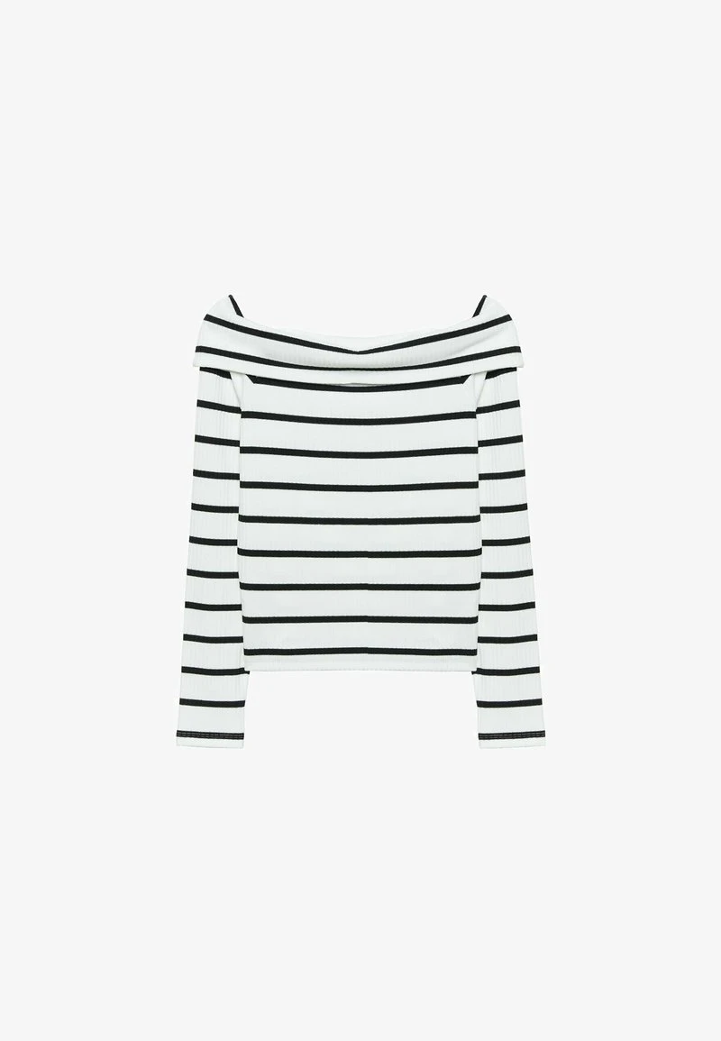 Stradivarius GESTREIFTES MIT CARMEN AUSSCHNITT - Langarmshirt - White 5 Stradivarius GESTREIFTES MIT CARMEN AUSSCHNITT - Langarmshirt - White – Bild 5