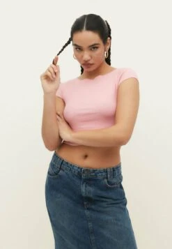 Stradivarius BOAT NECK - T-Shirt Basic - Pink