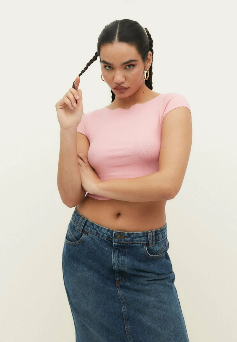 Stradivarius BOAT NECK - T-Shirt Basic - Pink 1 Stradivarius BOAT NECK - T-Shirt Basic - Pink