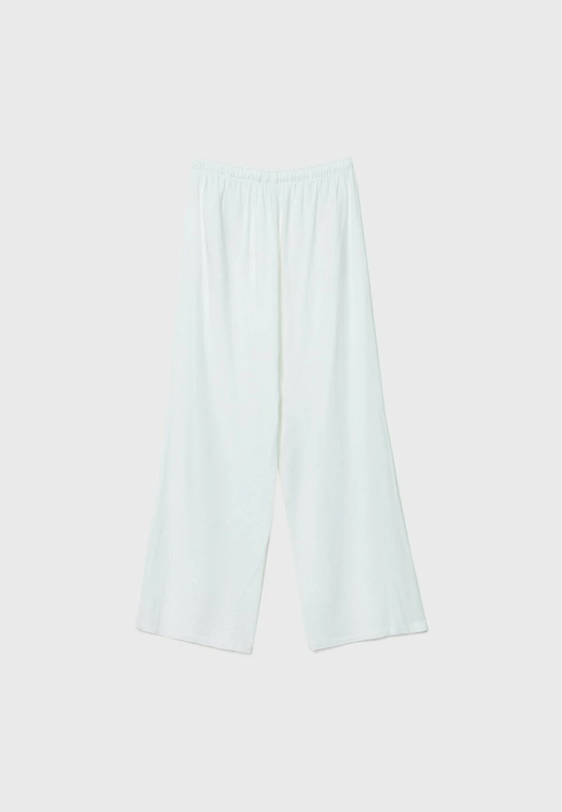 Stradivarius LONG FLOWING RUSTIC - Stoffhose - Off White 6 Stradivarius LONG FLOWING RUSTIC - Stoffhose - Off White – Bild 6