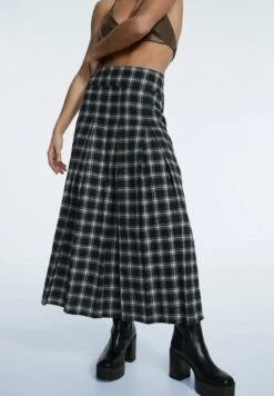 Stradivarius KARIERTER - A-Linien-Rock - Dark Grey