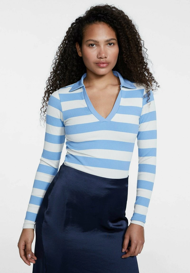 Stradivarius STRIPED SEAMLESS - Poloshirt - Royal Blue 1 Stradivarius STRIPED SEAMLESS - Poloshirt - Royal Blue