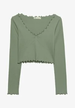 Stradivarius NAHTLOSES MIT WELLENSAUM - Langarmshirt - Khaki -Stradivarius Deutschland Verkaufs-Shop 14e2b8c733ed42e0a86b467013f55ae2