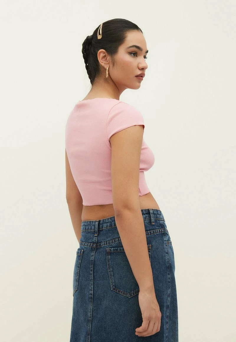 Stradivarius BOAT NECK - T-Shirt Basic - Pink 3 Stradivarius BOAT NECK - T-Shirt Basic - Pink – Bild 3