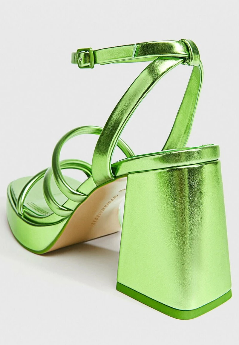 Stradivarius WITH METALLIC STRAPS - Plateausandalette - Green 5 Stradivarius WITH METALLIC STRAPS - Plateausandalette - Green – Bild 5