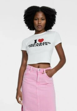 Stradivarius CROPPED - T-Shirt Print - White