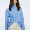 Stradivarius MIT ROLLKRAGEN UND PATENTMUSTER 05024270 - Strickpullover - Light Blue
