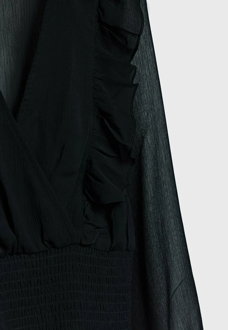 Stradivarius PLAIN RUFFLED ELASTIC - Bluse - Black 6 Stradivarius PLAIN RUFFLED ELASTIC - Bluse - Black – Bild 6