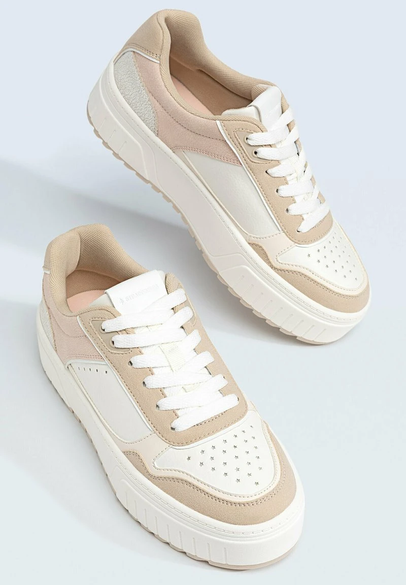 Stradivarius FLATFORM WITH MULTI-PIECES - Sneaker Low - Beige 3 Stradivarius FLATFORM WITH MULTI-PIECES - Sneaker Low - Beige – Bild 3