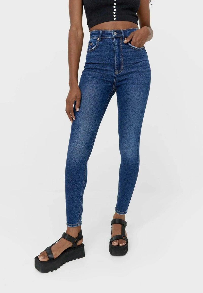 Stradivarius SUPER HIGH WAIST IM VINTAGELOOK - Jeans Skinny Fit - Dark-blue Denim 3 Stradivarius SUPER HIGH WAIST IM VINTAGELOOK - Jeans Skinny Fit - Dark-blue Denim – Bild 3