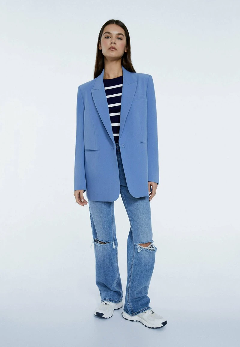 Stradivarius MIT KNOPF - Kurzmantel - Blue 2 Stradivarius MIT KNOPF - Kurzmantel - Blue – Bild 2