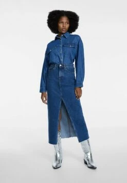 Stradivarius Jeansjacke - Dark Blue Denim