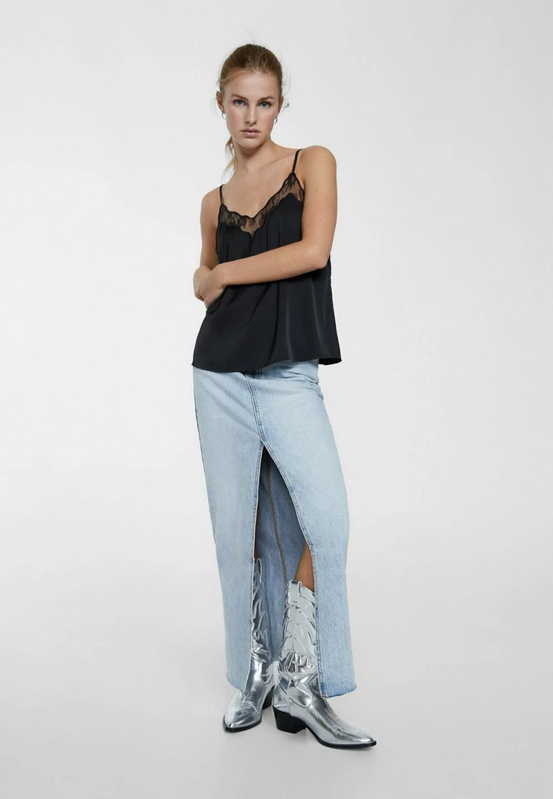 Stradivarius TRIMMED - Top - Black 2 Stradivarius TRIMMED - Top - Black – Bild 2