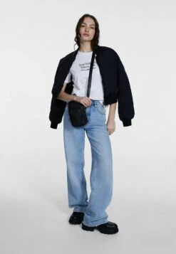 Stradivarius DOUBLE POCKET MINI - Umhängetasche - Black