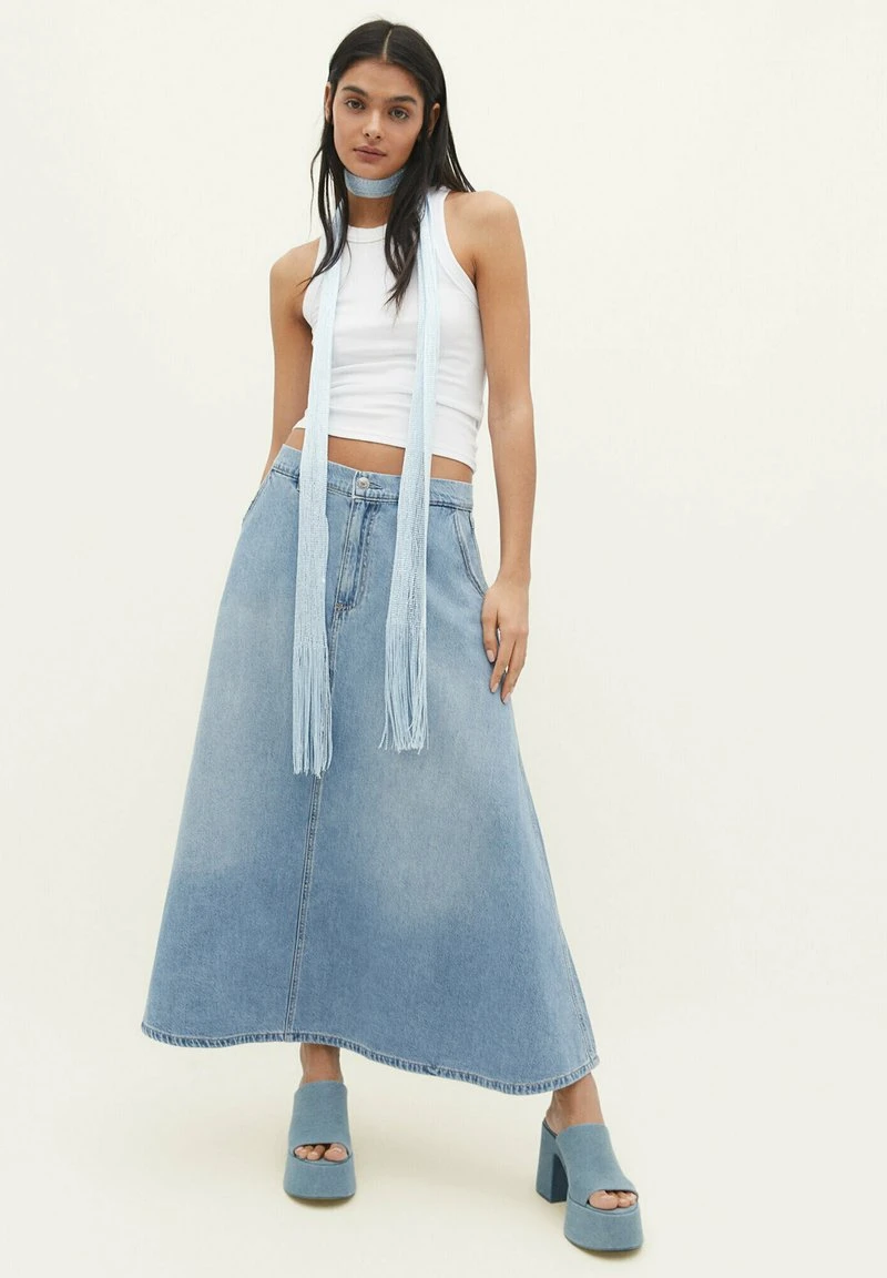 Stradivarius LONG FLOWING - Maxirock - Light Blue 2 Stradivarius LONG FLOWING - Maxirock - Light Blue – Bild 2