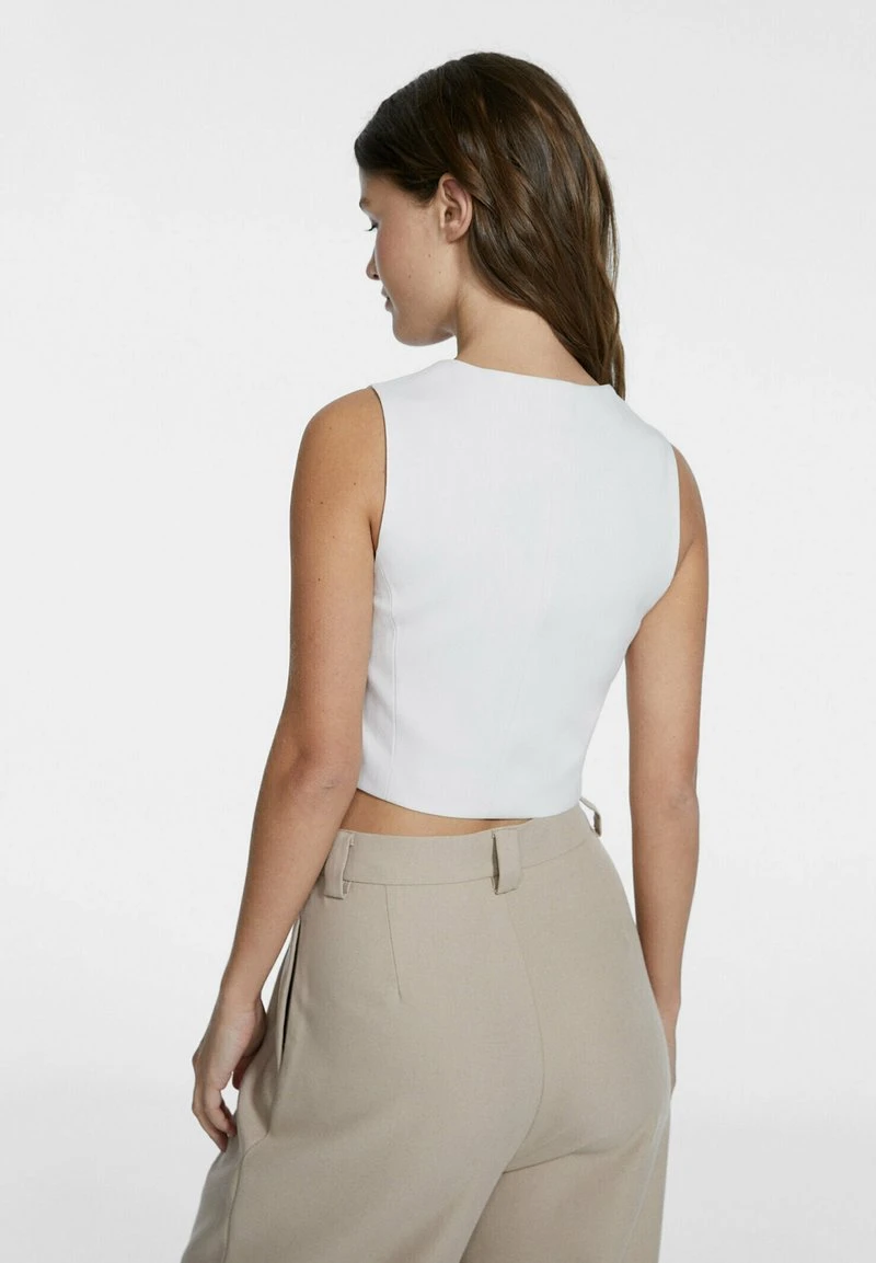 Stradivarius KURZE BASIC - Weste - White 3 Stradivarius KURZE BASIC - Weste - White – Bild 3