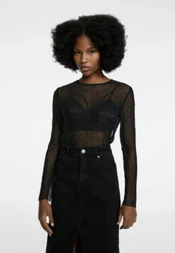 Stradivarius RHINESTONE ENCRUSTED - Bluse - Black