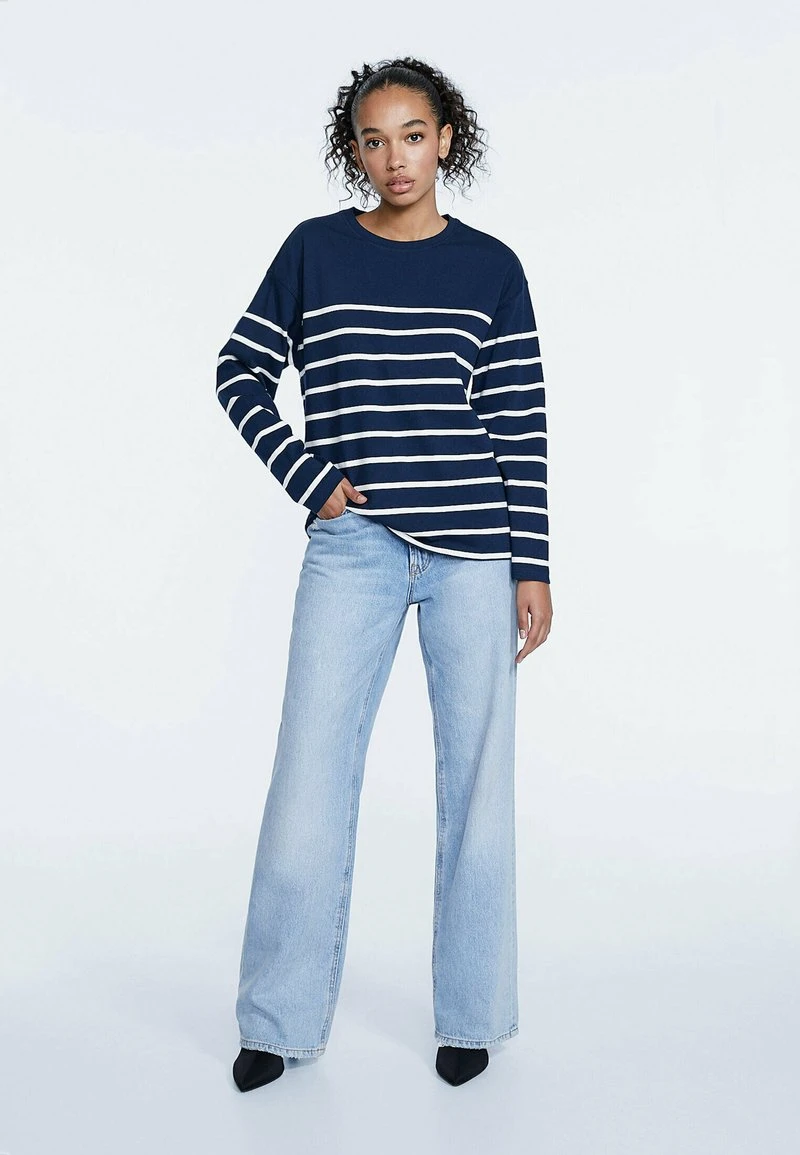 Stradivarius MIT STREIFEN - Langarmshirt - Dark Blue 2 Stradivarius MIT STREIFEN - Langarmshirt - Dark Blue – Bild 2