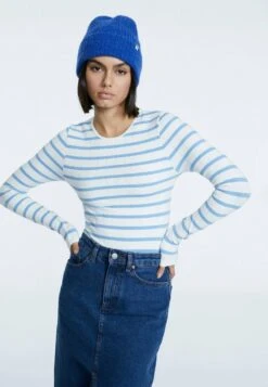 Stradivarius MIT RUNDHALSKRAGEN - Langarmshirt - Black