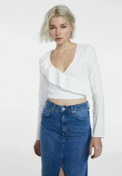 Stradivarius ASYMMETRIC RUFFLED - Bluse - White