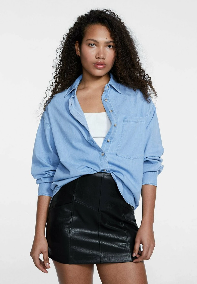 Stradivarius BASIC - Hemdbluse - Light Blue 1 Stradivarius BASIC - Hemdbluse - Light Blue