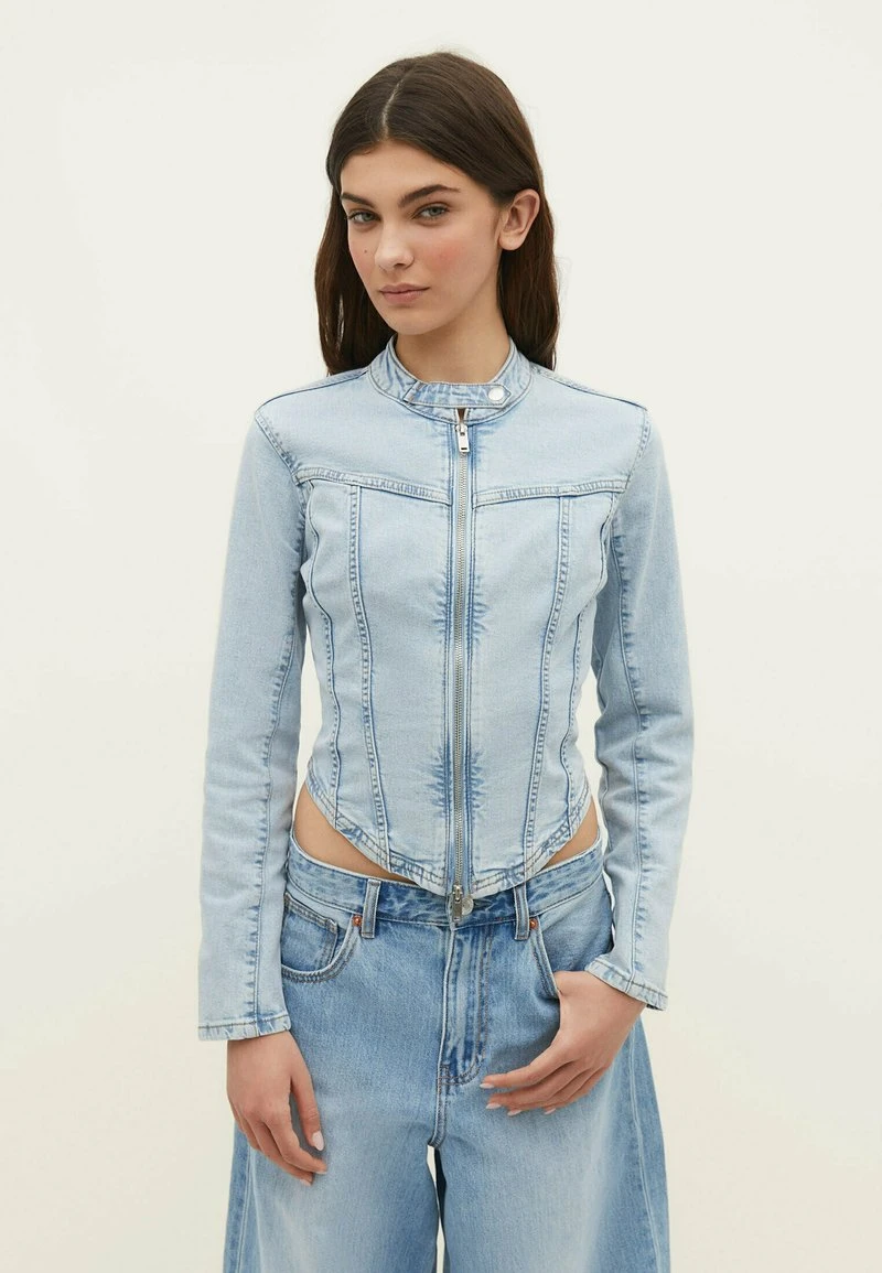 Stradivarius RACING - Jeansjacke - Light Blue 1 Stradivarius RACING - Jeansjacke - Light Blue