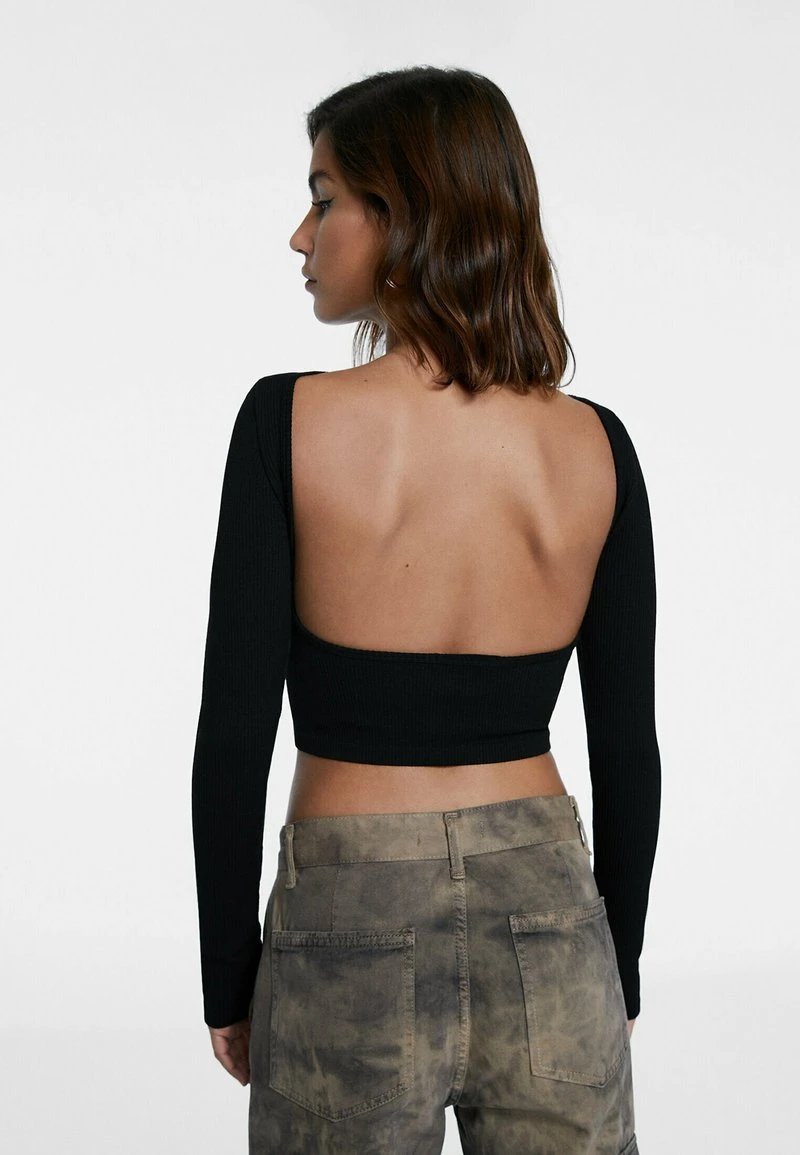 Stradivarius SEAMLESS WITH LOW-CUT BACK - Langarmshirt - Black 3 Stradivarius SEAMLESS WITH LOW-CUT BACK - Langarmshirt - Black – Bild 3