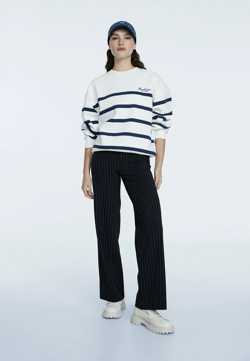 Stradivarius GESTREIFTES MIT STICKEREI - Sweatshirt - White 2 Stradivarius GESTREIFTES MIT STICKEREI - Sweatshirt - White – Bild 2