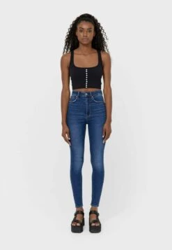Stradivarius SUPER HIGH WAIST IM VINTAGELOOK - Jeans Skinny Fit - Dark-blue Denim 10 Stradivarius SUPER HIGH WAIST IM VINTAGELOOK - Jeans Skinny Fit - Dark-blue Denim -Stradivarius Deutschland Verkaufs-Shop 3c88ef56179948189aabc757f73097a2 1