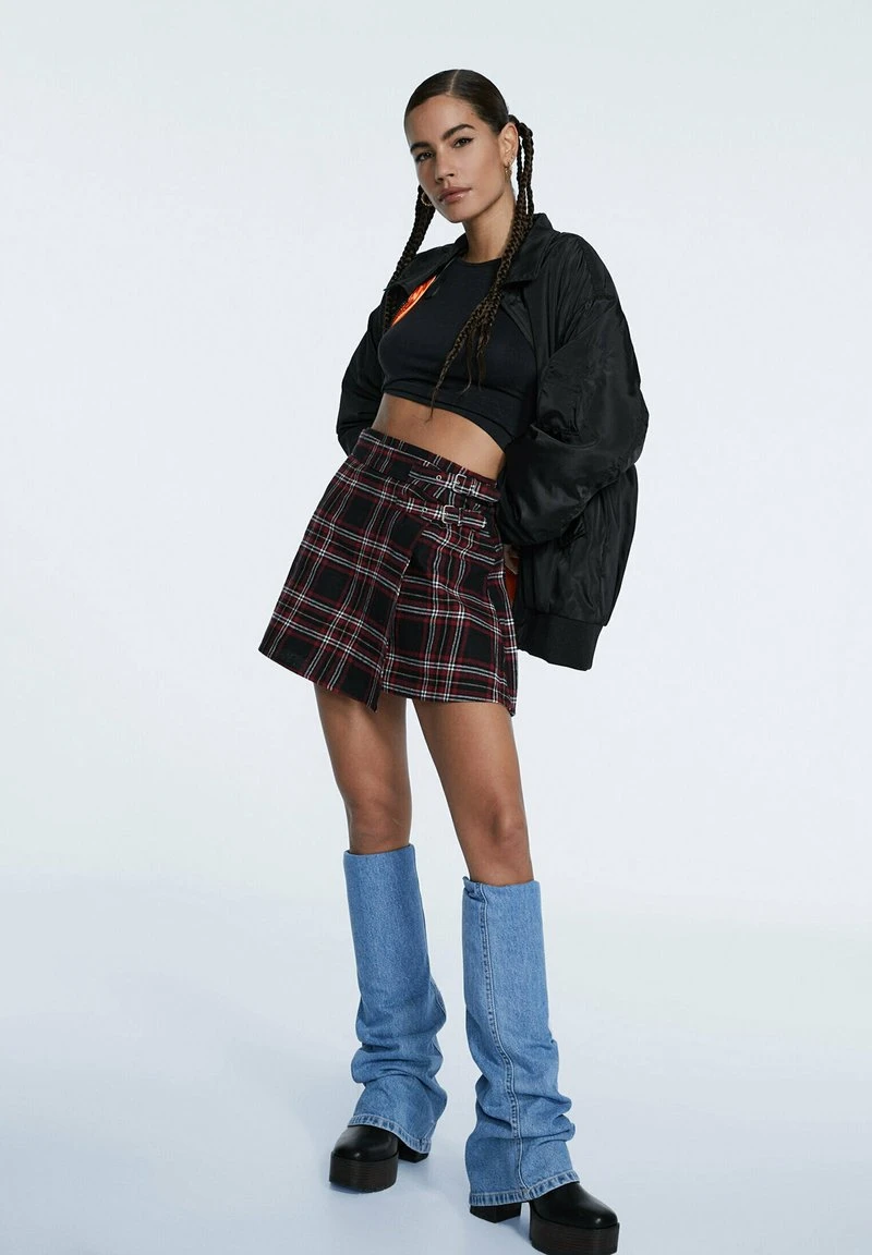 Stradivarius KARIERTER - Wickelrock - Black 2 Stradivarius KARIERTER - Wickelrock - Black – Bild 2