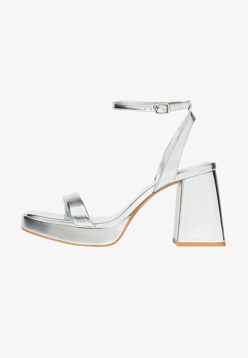 Stradivarius High Heel Sandalette - Silver Coloured 2 Stradivarius High Heel Sandalette - Silver Coloured – Bild 2