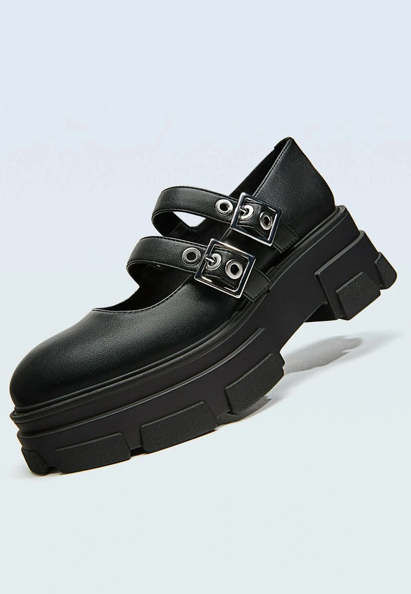 Stradivarius MIT PROFILSOHLE UND SCHNALLEN - Slipper - Black 2 Stradivarius MIT PROFILSOHLE UND SCHNALLEN - Slipper - Black – Bild 2