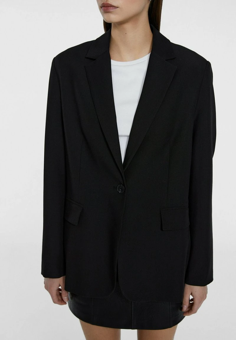 Stradivarius STRAIGHT FIT - Kurzmantel - Black 4 Stradivarius STRAIGHT FIT - Kurzmantel - Black – Bild 4