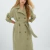 Stradivarius Trenchcoat - Mottled Green