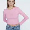 Stradivarius BASIC-CROPPED-AUS - Langarmshirt - Light Pink