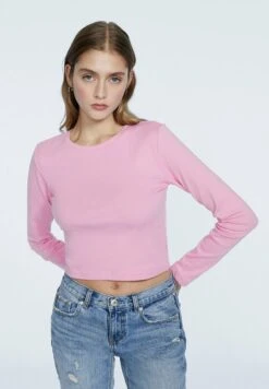 Stradivarius BASIC-CROPPED-AUS - Langarmshirt - Light Pink