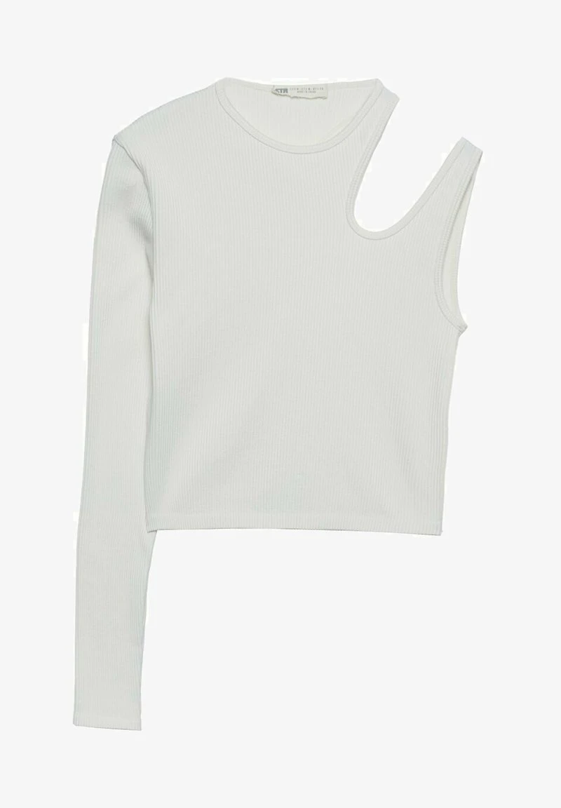 Stradivarius ASYMMETRIC SEAMLESS WITH DOUBLE STRAP DETAIl - Langarmshirt - Off White 5 Stradivarius ASYMMETRIC SEAMLESS WITH DOUBLE STRAP DETAIl - Langarmshirt - Off White – Bild 5