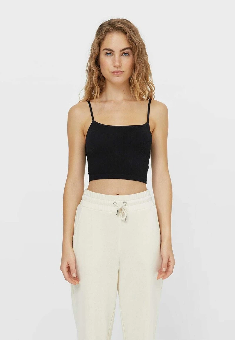 Stradivarius MIT TRÄGERN - Top - Black 1 Stradivarius MIT TRÄGERN - Top - Black