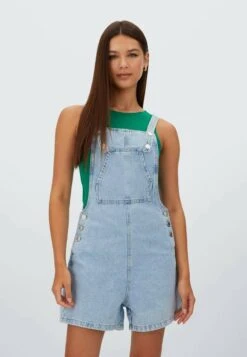 Stradivarius Latzhose - Light Blue