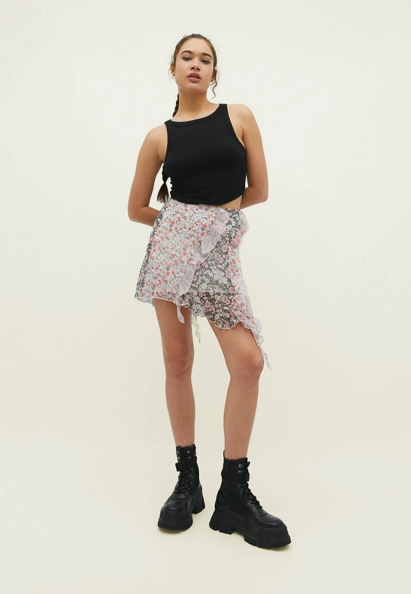 Stradivarius WITH RUFFLES - A-Linien-Rock - Black 2 Stradivarius WITH RUFFLES - A-Linien-Rock - Black – Bild 2