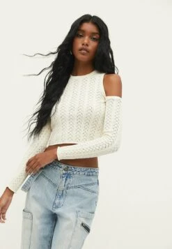 Stradivarius EXPOSED SHOULDER OPEN - Strickpullover - Stone