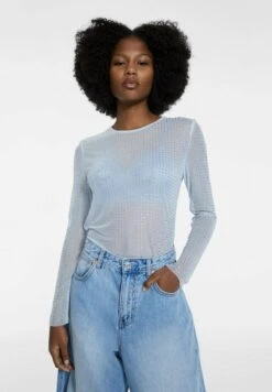 Stradivarius RHINESTONE ENCRUSTED - Bluse - Blue