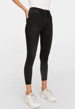 Stradivarius MIT HOHEM BUND - Jeans Skinny Fit - Black