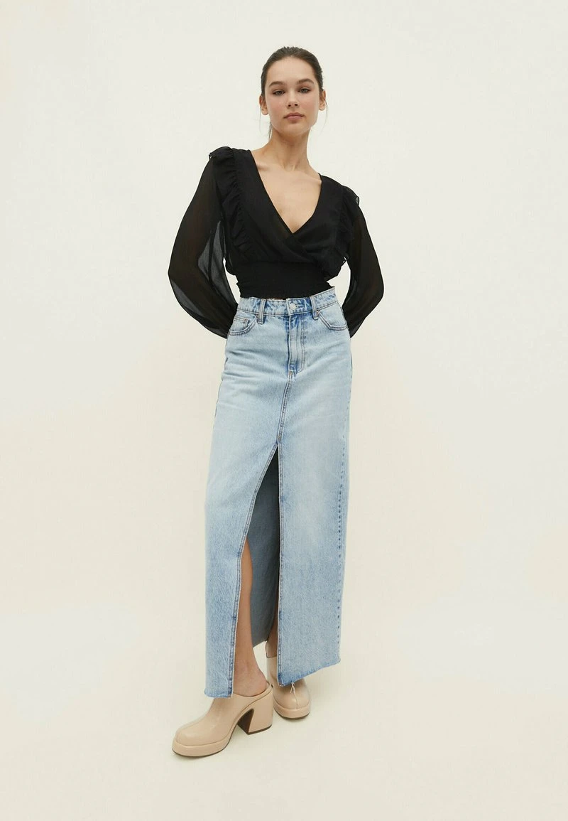 Stradivarius PLAIN RUFFLED ELASTIC - Bluse - Black 2 Stradivarius PLAIN RUFFLED ELASTIC - Bluse - Black – Bild 2